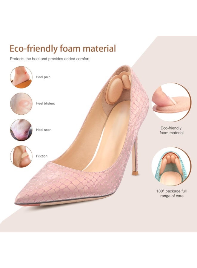 CLENEA Heel Stickers, Anti Drop Heel Anti Slip Anti Abrasion Shoe Stickers, Heel Protectors for Blister Pain, Padding, Makes Shoes Fit Better, Suitable for Oversized Shoes, Unisex, 4 Pairs, Black, Khaki - Image 3